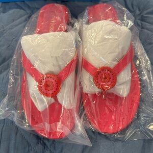 NEW JACK ROGERS Roxy Flip Flop in Magenta/Fire Red size 7.5 w/box